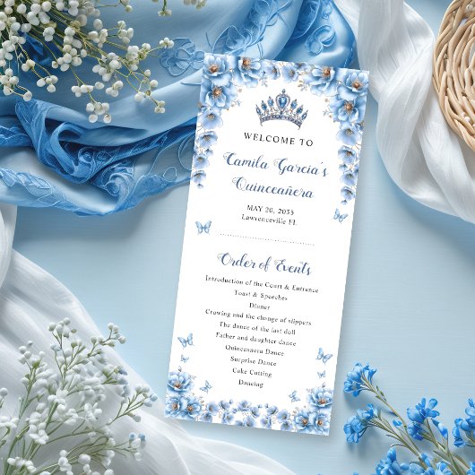 Programme Flore Whimsical Dusty Bleu Tiara Quinceañera