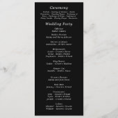 Programme Fond noir écriture blanche Élégant mariage  (Dos)