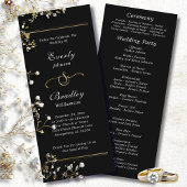 Programme Fond noir écriture blanche Élégant mariage 
