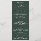 Programme Forest Green Élégant Mariage de calligraphie moder (Dos)