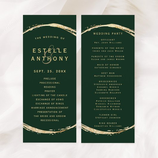 Programme Forêt Vert Rustique Gold Cercle Ampersand Mariage