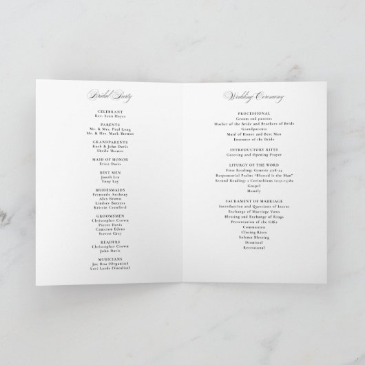 Programme Formal Script Booklet Wedding (Intérieur)