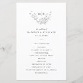 Programme Formel Minimal de Mariage Monogramme (Devant)