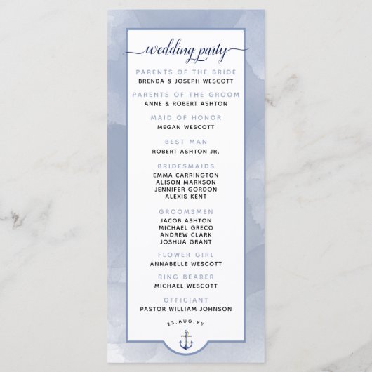 Programme Formellement #Mariage #Nautical Navy Dusty Blue Ma (Dos)