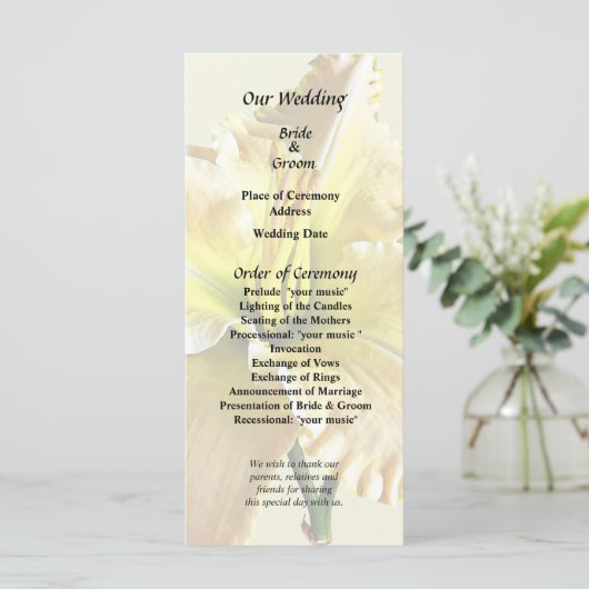 Programme Fournitures de Mariage Jour Jaune (Debout devant)