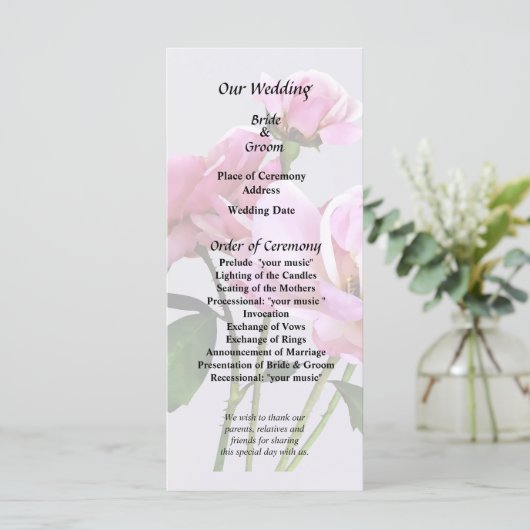 Programme Fournitures de mariage Roses Miniatures Roses (Debout devant)