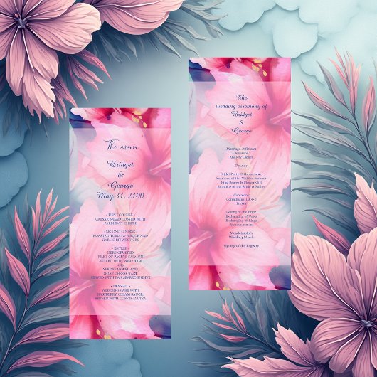 Programme fuchsia hawaïen floral tropical mariage hibiscus