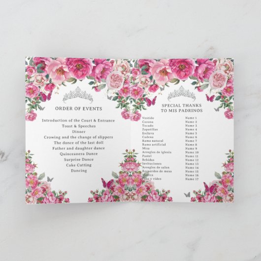Programme Fuchsia Quinceanera Padrinos Church Events Program (Intérieur)