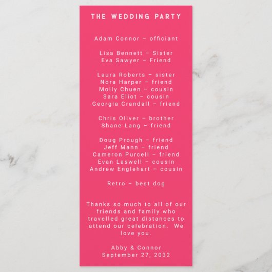 Programme Fun Vibrant Violet Fuchsia Floral (Dos)