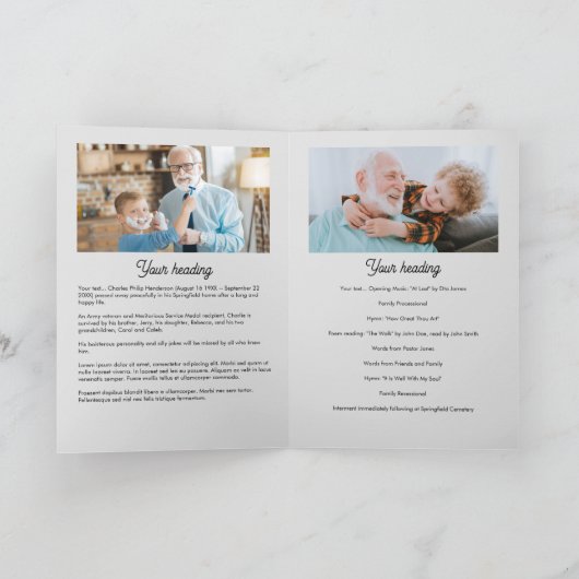 Programme Funérailles/Célébration De La Vie À 9 Photos (Intérieur)