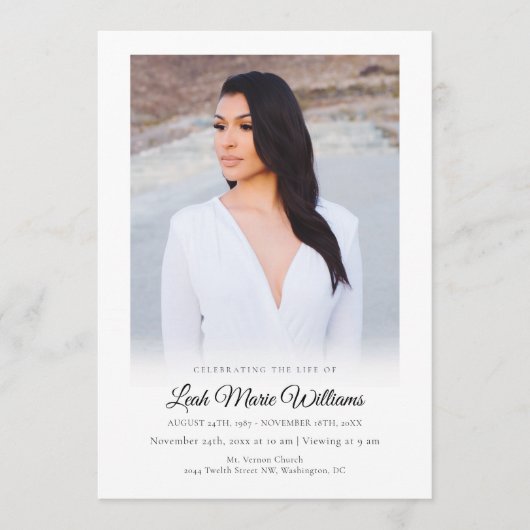 Programme Funérailles commémoratives de photos simples et él (Devant)