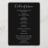 Programme Funérailles Croix simple Noir Blanc Ordre du servi (Dos)