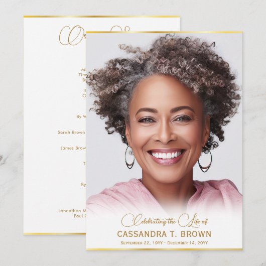 Programme Funérailles de photo Gold Rim (Devant / Derrière)