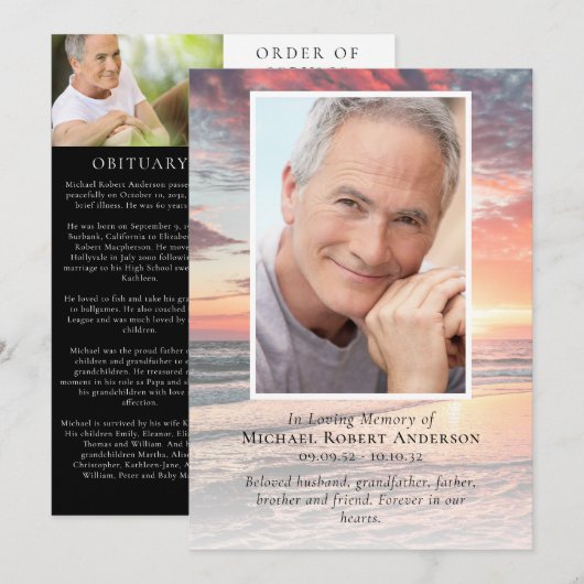 Programme Funérailles du service commémoratif du coucher du  (Devant / Derrière)