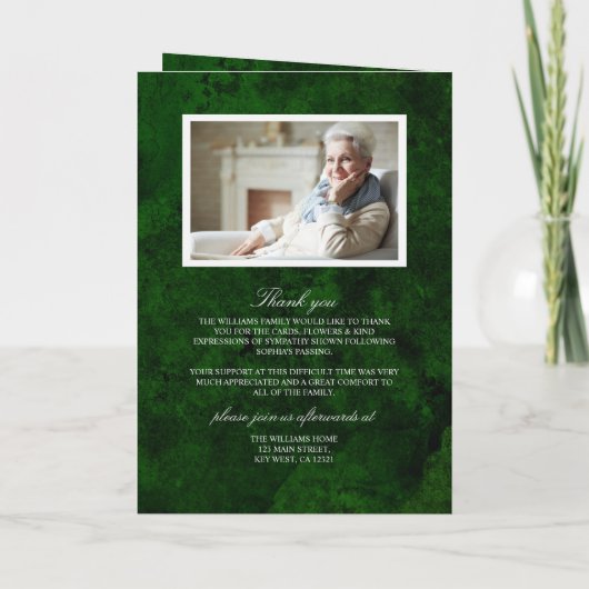 Programme Funérailles émeraude |Programme Memorial (Dos)