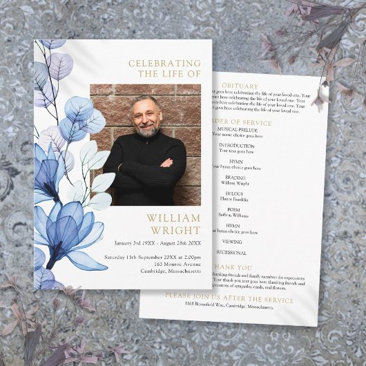 Programme Funérailles Florales Bleues Ordre de service