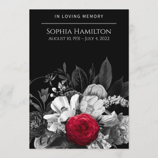 Programme Funérailles florales noires et blanches (Devant)