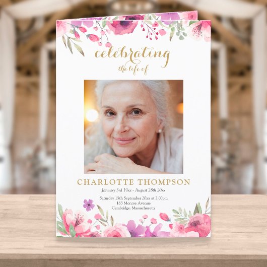 Programme Funérailles Mémorial Ordre de service Floral Photo