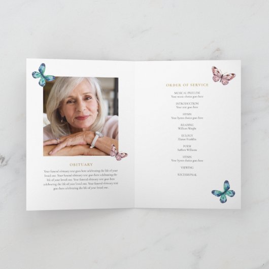 Programme Funérailles Mémorial Ordre de service Papillon Pho (Intérieur)