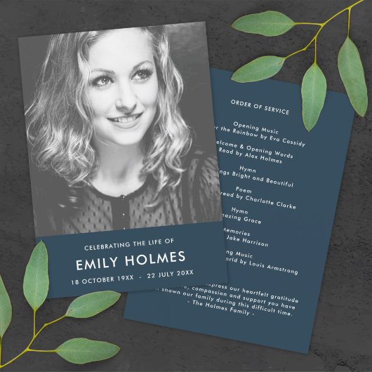 Programme Funérailles modernes | Célébration de la vie en bl