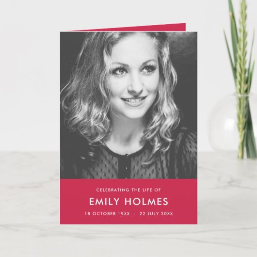 Programme Funérailles modernes | Ordre de service rose plié (Devant)