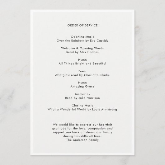 Programme Funérailles modernes | Photo commémorative de l'or (Dos)