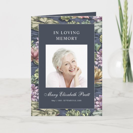 Programme Funérailles multicophoto bleu foncé (Devant)