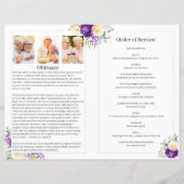 Programme funéraire avec fleurs violettes et crème (Dos)