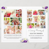 Programme funéraire avec fleurs violettes et crème (Devant)