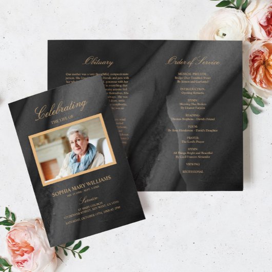 Programme funéraire Black & Gold | Ordre de servic