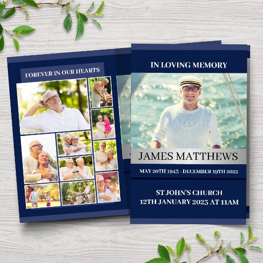 Programme funéraire bleu classique