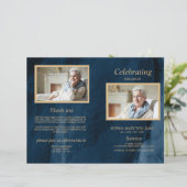 Programme funéraire bleu et or | Ordre de service (Debout devant)