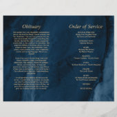 Programme funéraire bleu et or | Ordre de service (Dos)