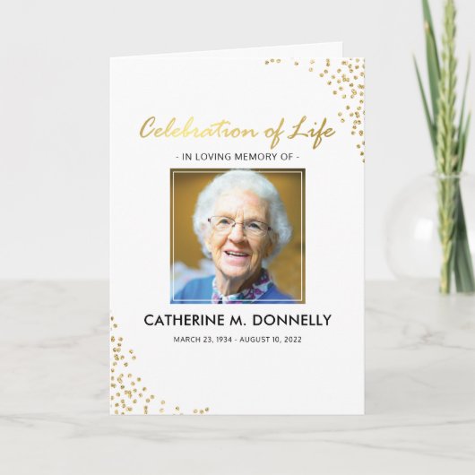 Programme funéraire | Carte de commande Gold blanc (Devant)