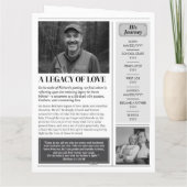 Programme funéraire Célébration de la vie Carte de (Dos)