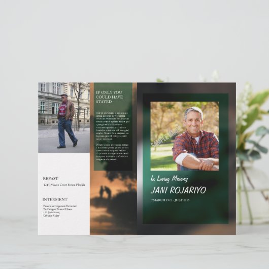 Programme funéraire Circulaire Modèle (Debout devant)