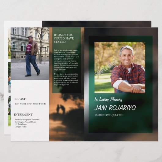 Programme funéraire Circulaire Modèle (Devant / Derrière)