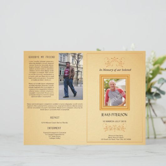 Programme funéraire Circulaire Modèle (Debout devant)