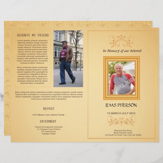 Programme funéraire Circulaire Modèle (Devant / Derrière)