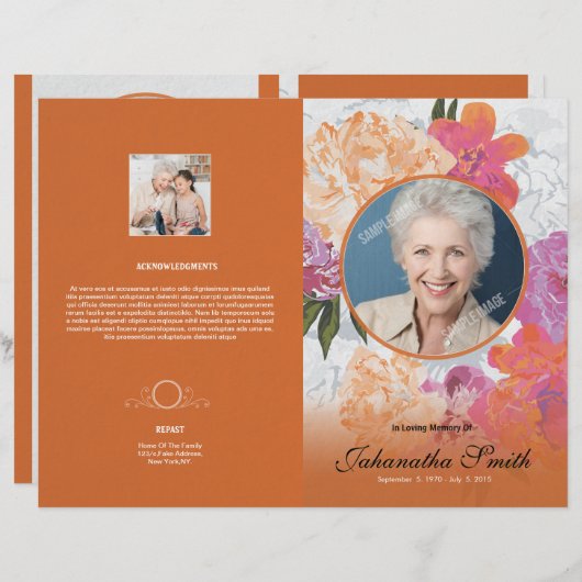 Programme funéraire commémoratif (Devant / Derrière)