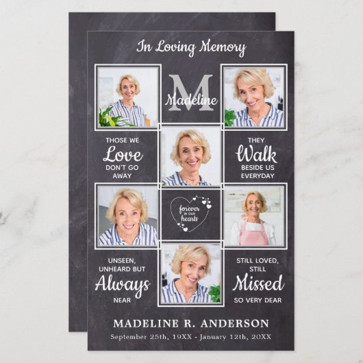 Programme funéraire commémoratif 5 Photos Rustique (Devant / Derrière)