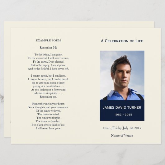 Programme funéraire commémoratif de la marine et d (Devant / Derrière)