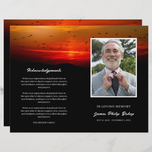 Programme funéraire commémoratif des oiseaux à Sun (Devant / Derrière)