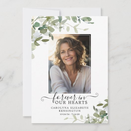 Programme funéraire commémoratif Eucalyptus Greene (Devant)