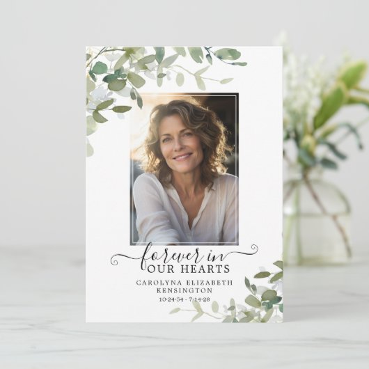 Programme funéraire commémoratif Eucalyptus Greene (Debout devant)