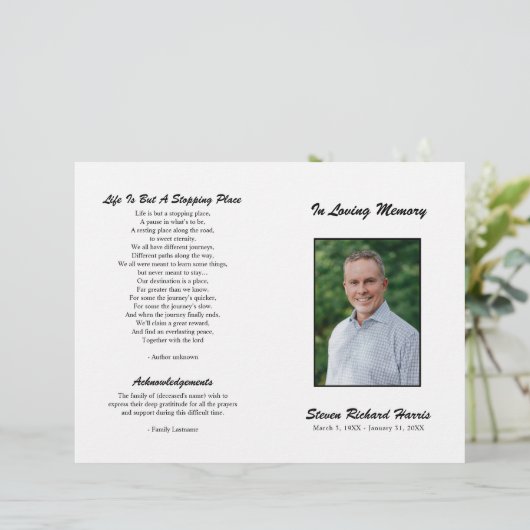 Programme funéraire commémoratif simple (Debout devant)