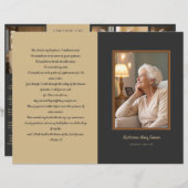 Programme funéraire de 4 pages Beige et Charbon (Devant / Derrière)