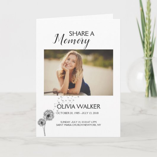 Programme funéraire de célébration de la vie (Devant)