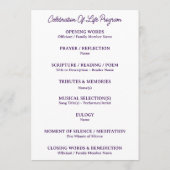 Programme funéraire de célébration de la vie en pr (Dos)