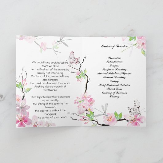Programme funéraire de fleurs de cerisiers roses (Intérieur)